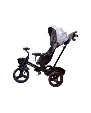 Kids Tricycle with Parental Push Handle & Canopy – Black/Grey